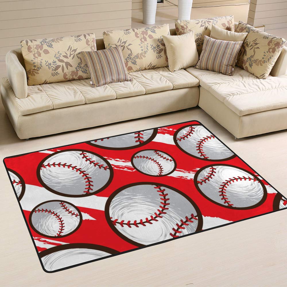 Tapis de baseball rouge Ruchen grand format 80x58 inch en velours