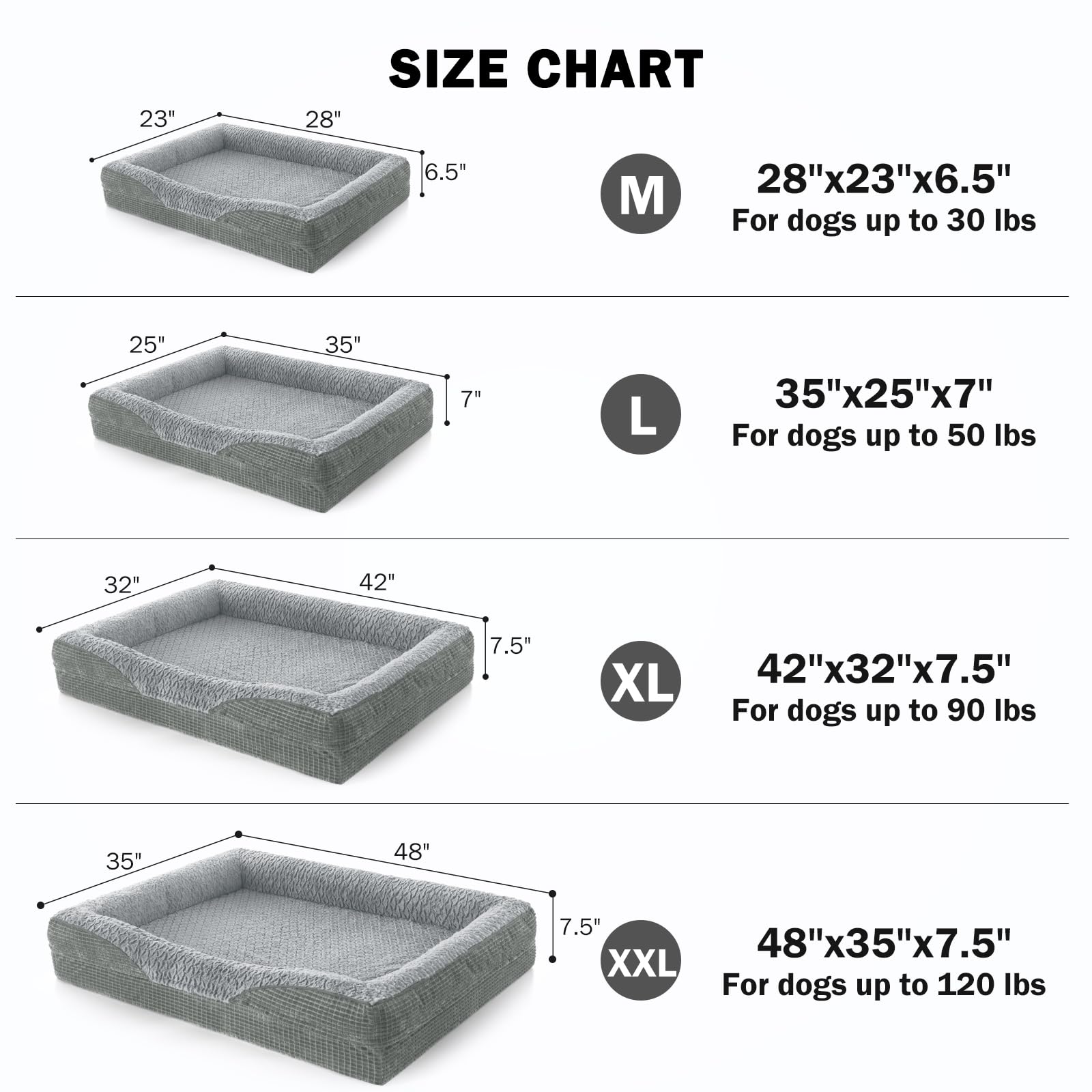 INVENHO Orthopedic Dog Beds Large Sized, XL Washable Egg-Crate Memory Foam Dog Couch Bed with Washable Removable Cover, Waterproof Lining and Nonskid Bottom - image 7