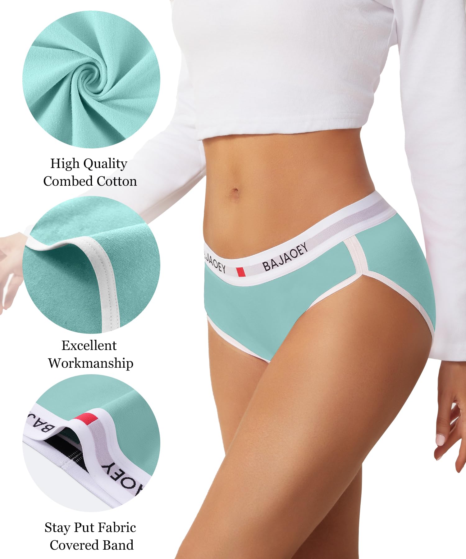 Damen Bikini Unterwäsche Feuchtigkeitstransport Baumwolle Atmungsaktiv Hipster Höschen für Frauen Weiche Bequeme Slips 5 Pack S-L