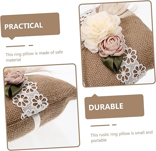 Miniatura 4 de Zerodeko 3 piezas de anillos de boda almohada cesta de flores guirnaldas florales para decoración anillos de joyería retro almohadas anillo de