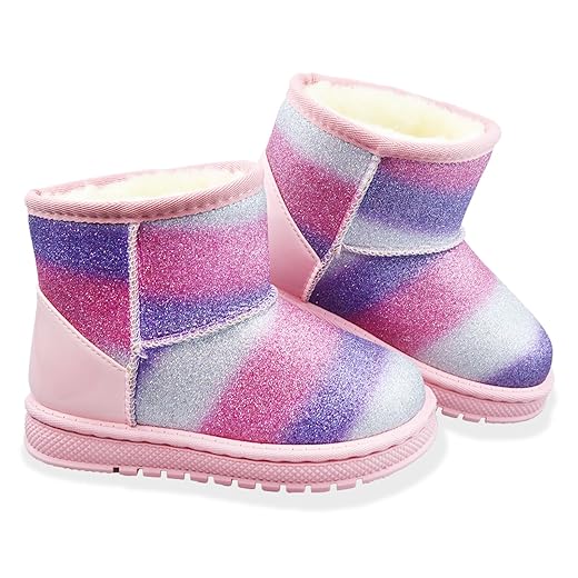 Botas de neve infantis para meninas, com glitter, durável, antiderrapante, para uso ao ar livre (bebês/crianças pequenas)