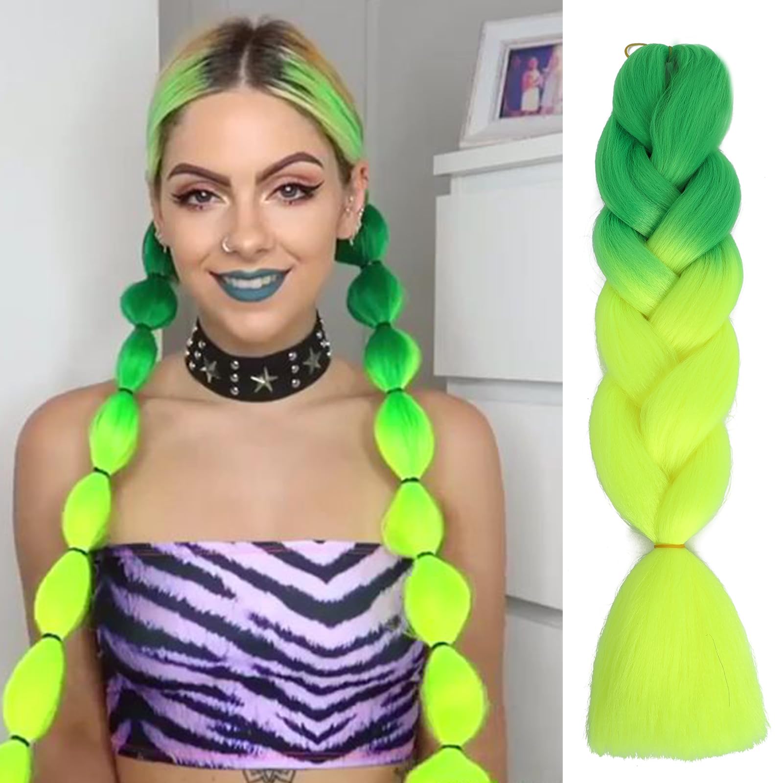 5 packs of Light Green braiding hair *NEW* SF FINE 24 Ombre Jumbo Braiding Hair Extensions 5 Pack  main image 2