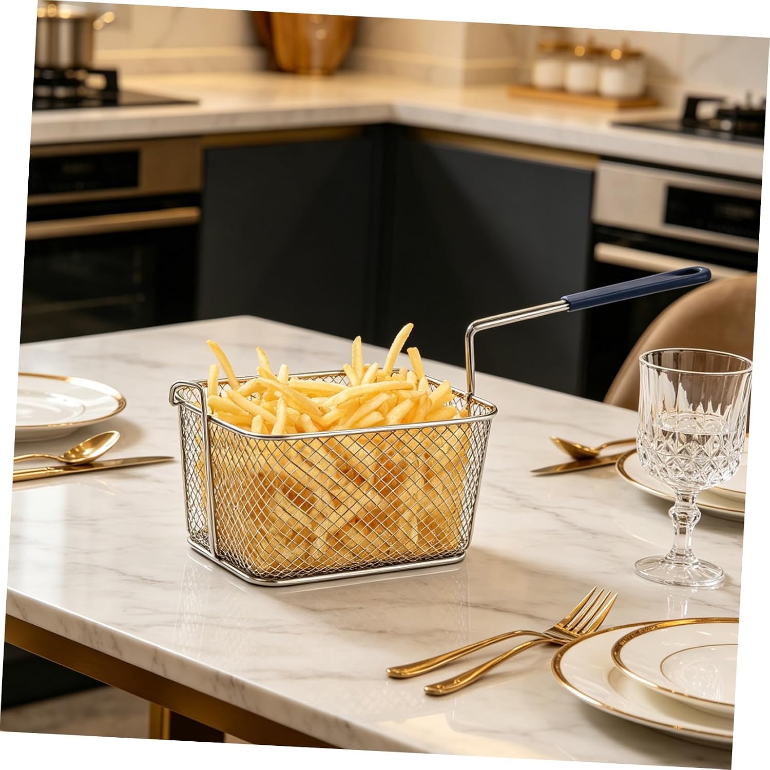 Detachable Fryer Basket Colored Grip Heat Resistant Handle Replacement