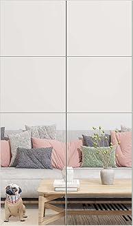 RuomengFull Length Wall Mirror Tiles - 12" x 10" x 8Pcs Frameless Full Body Mirror Tiles Wall Mounted Mirror for Home Gym Vanity Bedroom, Living Room
