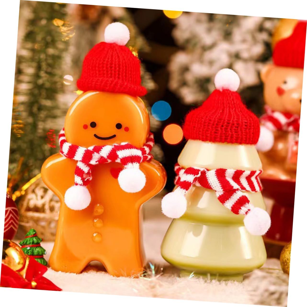 10pcs Gingerbread Man Juice Bottles Reusable Drink Containers Caps Fun Xmas Party Beverage Jars for Juice