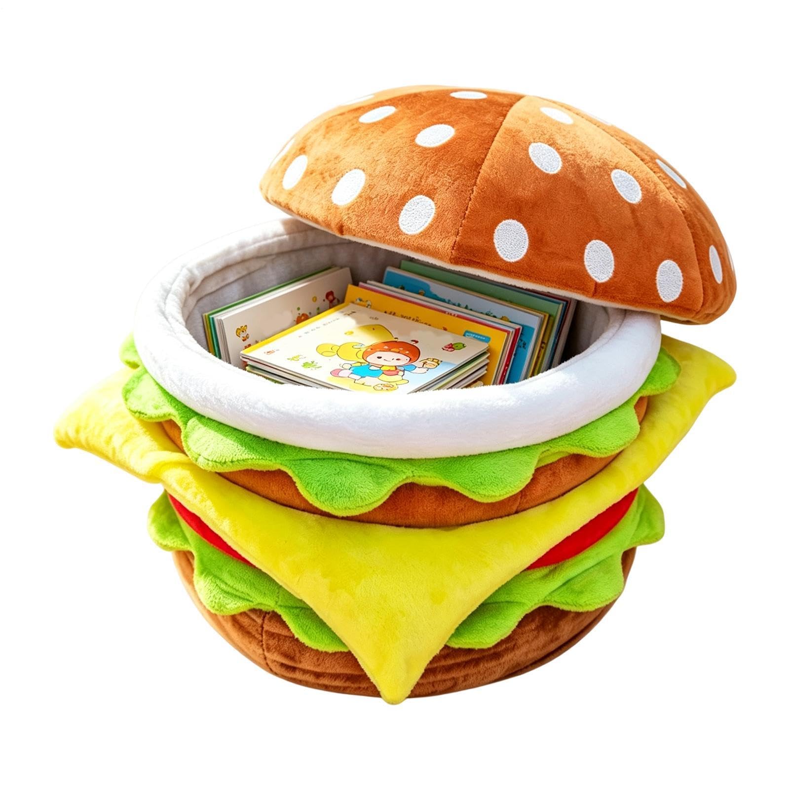 Taburete de almacenaje Hamburguesa con Tapa Asiento Decorativo Multifunción