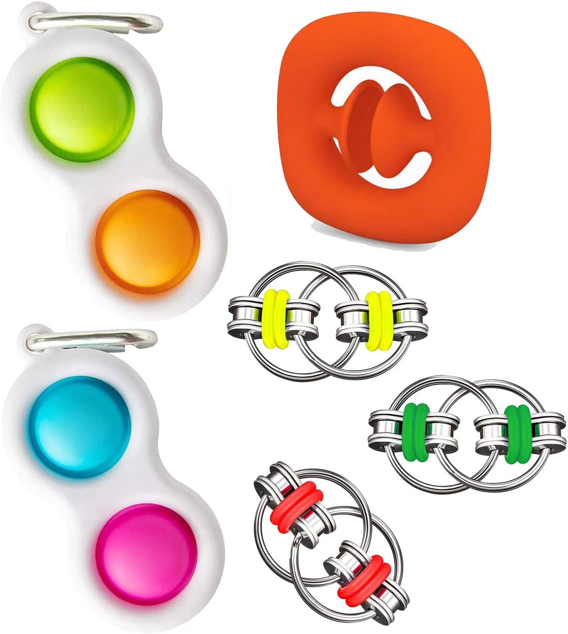 iCool Newest Sensory Fidget Toy Set 6 PCS Pack With Simple Dimple