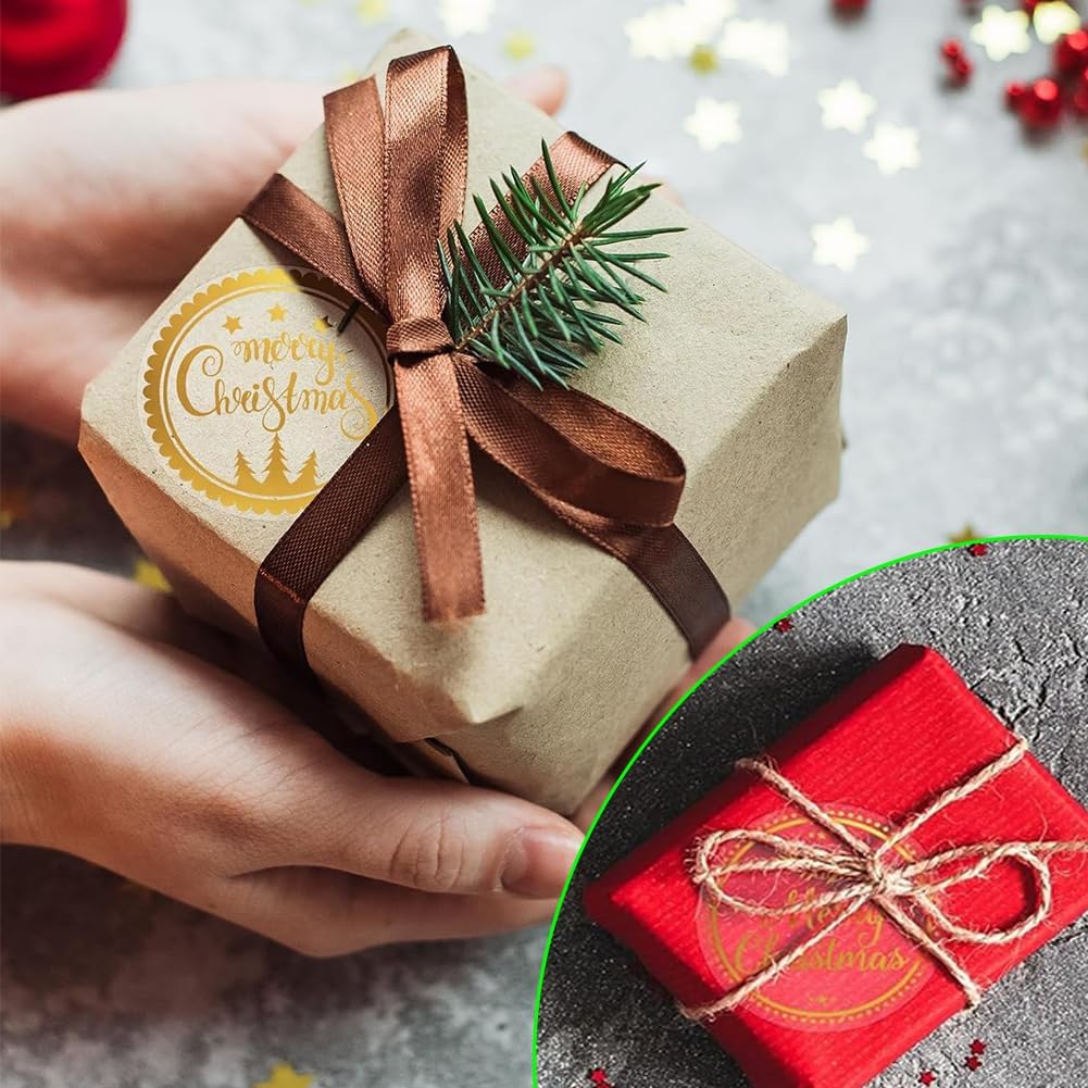 500Pcs Christmas Stickers Roll 1in Christmas Bell Winter Self-Adhesive Stickers for Envelopes Xmas Invitations Greeting Cards Party Gift Decorations image 2