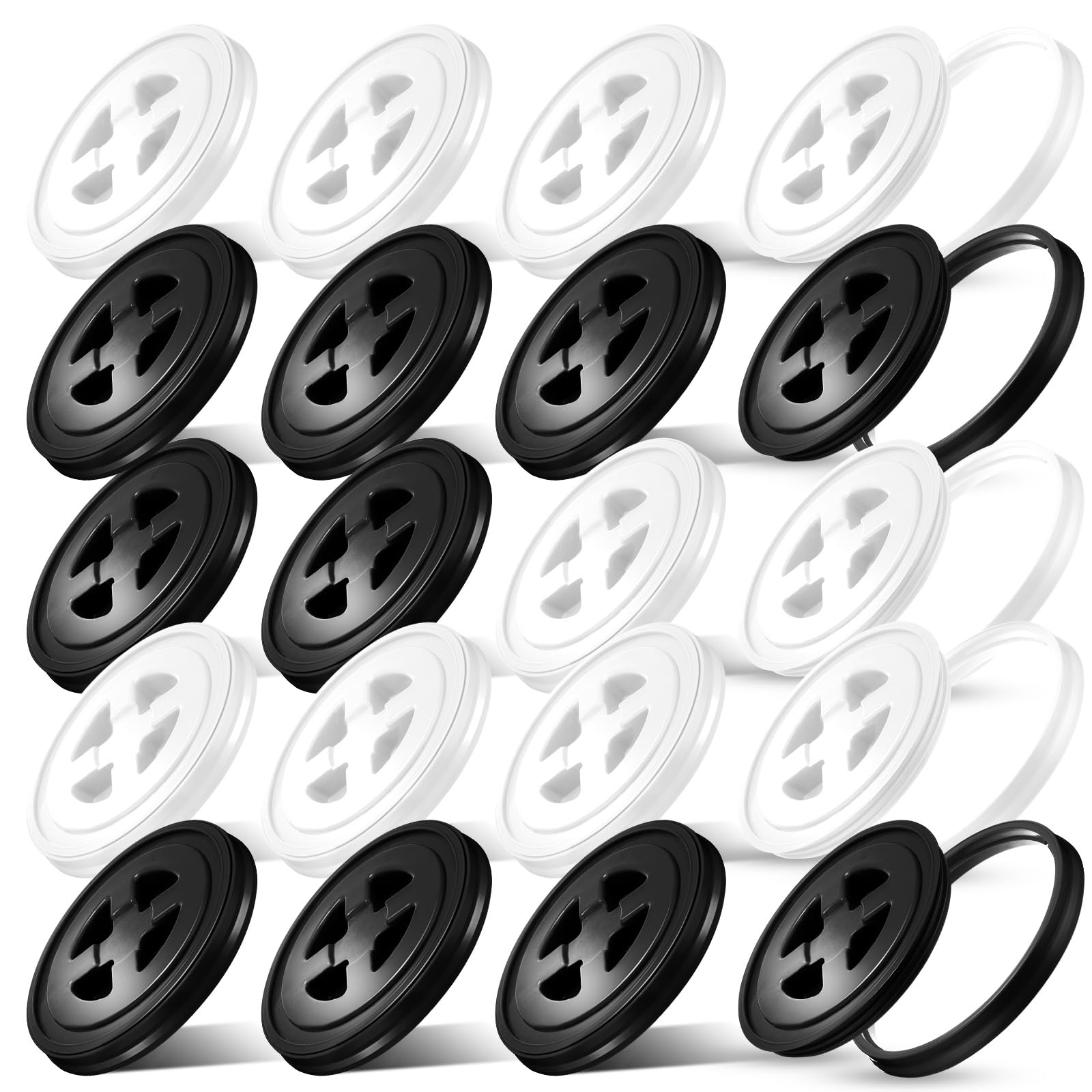Tessco 20 Pieces 5 Gallon Bucket Lids Plastic Leak Proof Bucket Twist Lid 5 Gal Seal Screw On Compatible with Gamma for Grain Pet Food Storage(White and Black)