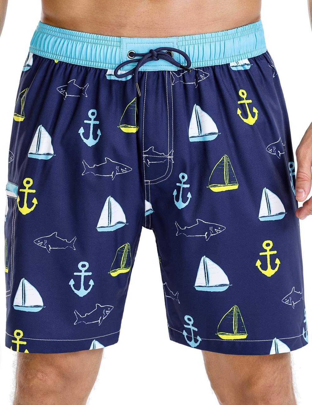 unitop Men's Volley Board Shorts Breathable Retro Printed Swimming Trunks-picture-19