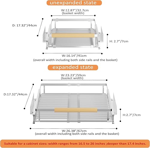 Miniatura 6 de SANNO Escurridor de platos expandible de acero inoxidable con soporte de almacenamiento de utensilios y cubiertos extensible para gabinete,