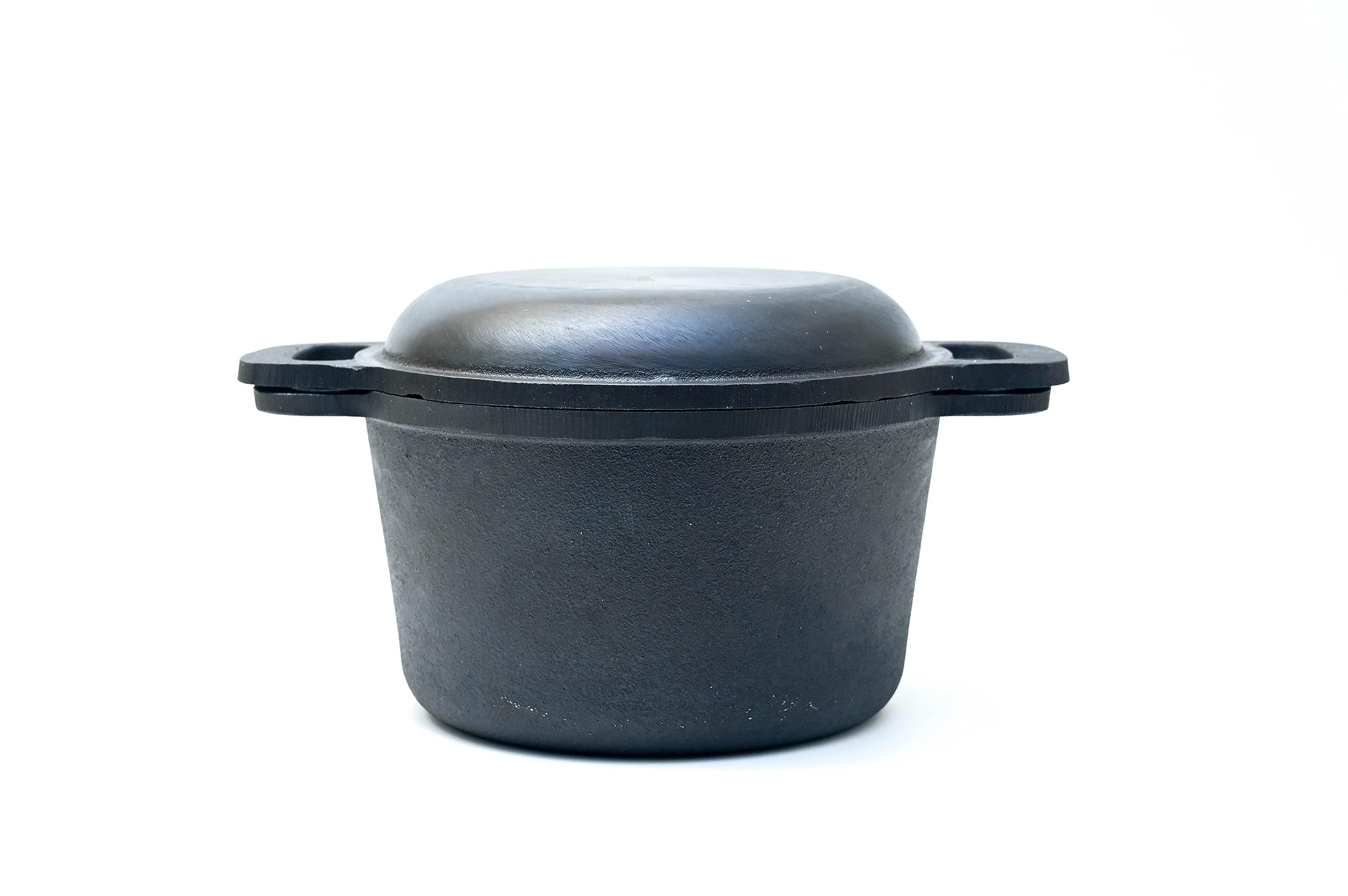 Cast Iron Preseasoned Dutch Oven Pot with Multi purpose Cast Iron Lid/Casserole/Biryani Pot/Tava/Pan (21cms, 3 Litres, 5.5 Kgs) Naturally Nonstick| No harmful coatings