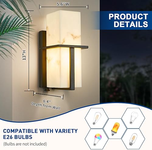 Miniatura 5 de Linterna de pared industrial con sensor de anochecer a amanecer, impermeable, moderna, para montaje en pared, con botón de fotocélula y fotocélula,