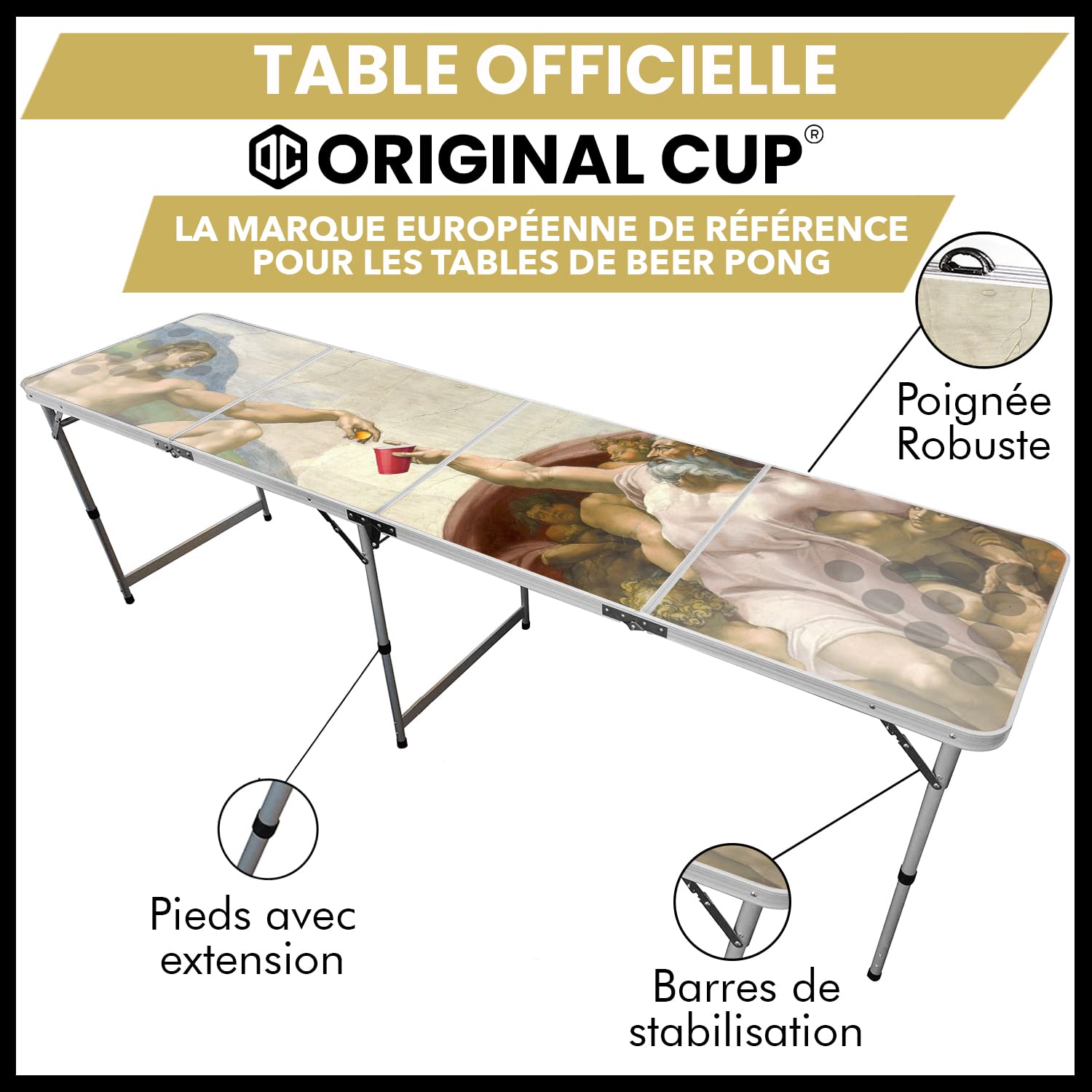 Beer Pong® - Table Beer Pong Officielle, Pliable et Transportable avec Revêtement Etanche Anti-Rayures - Homologuée pour Les Tournois de Biere Pong - Jeu d'alcool pour Soirée Fun Entre Potes