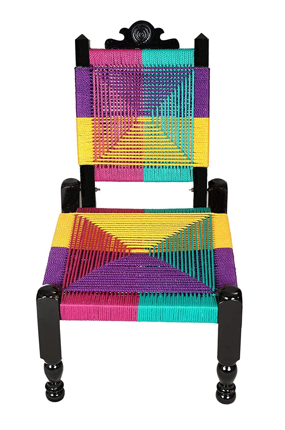 THE ROYAL CRAFTS Traditional Handicrafts Resham Rope Multicolor Wooden Folding Chair Khatli Bajot Stool Chowki PIdda Mudda Rajwadi Home Decore Furniture Garden Chair Table-image-48