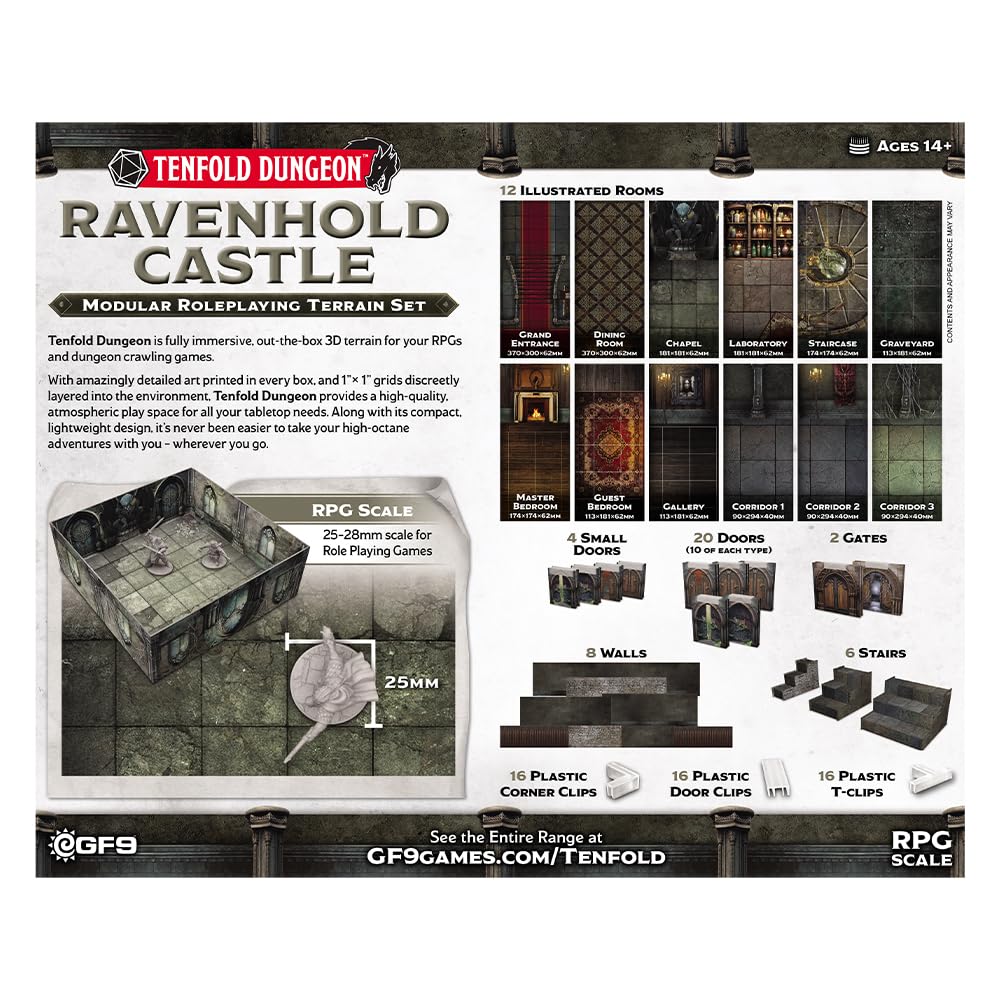 Gale Force Nine Battlefront Miniatures | Tenfold Dungeon - Ravenhold Castle | Accesorio De Terreno 3D Inmersivo para rol y Juegos de Mesa | A Partir de 14 Años