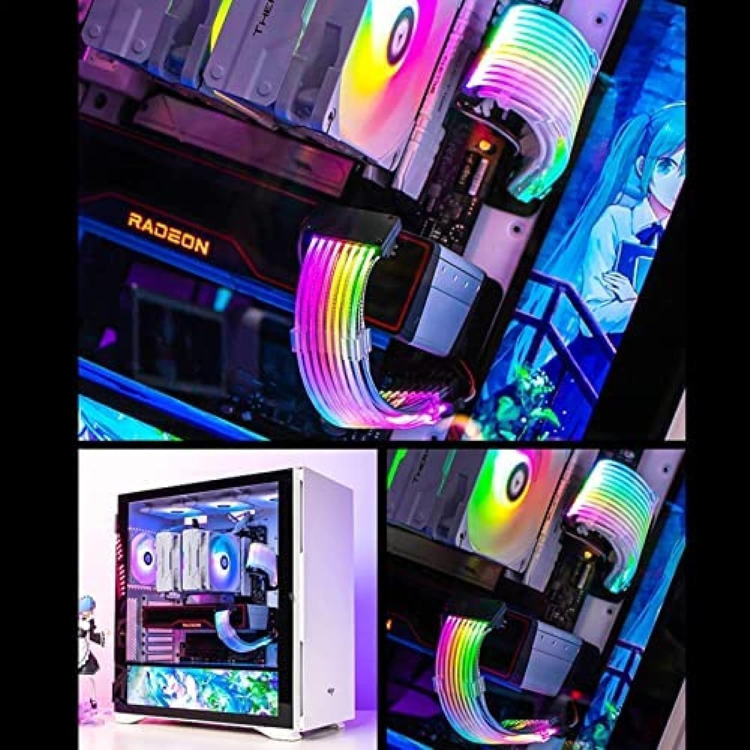 Prolunga del Cavo RGB Prolunga del Cavo Ad Alta Potenza con Componenti per modalità Colore per Il Software RGB da Tutte Le Principali Schede Madri Gestione dei Cavi, C/Graphics Card Three 8p