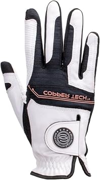 Copper Infused Golf Glove for Women White/Black Single Pack Compression Fit, Arthritis Relief, Non-Slip Grip USGA Approved - Right Hand/X-Small
