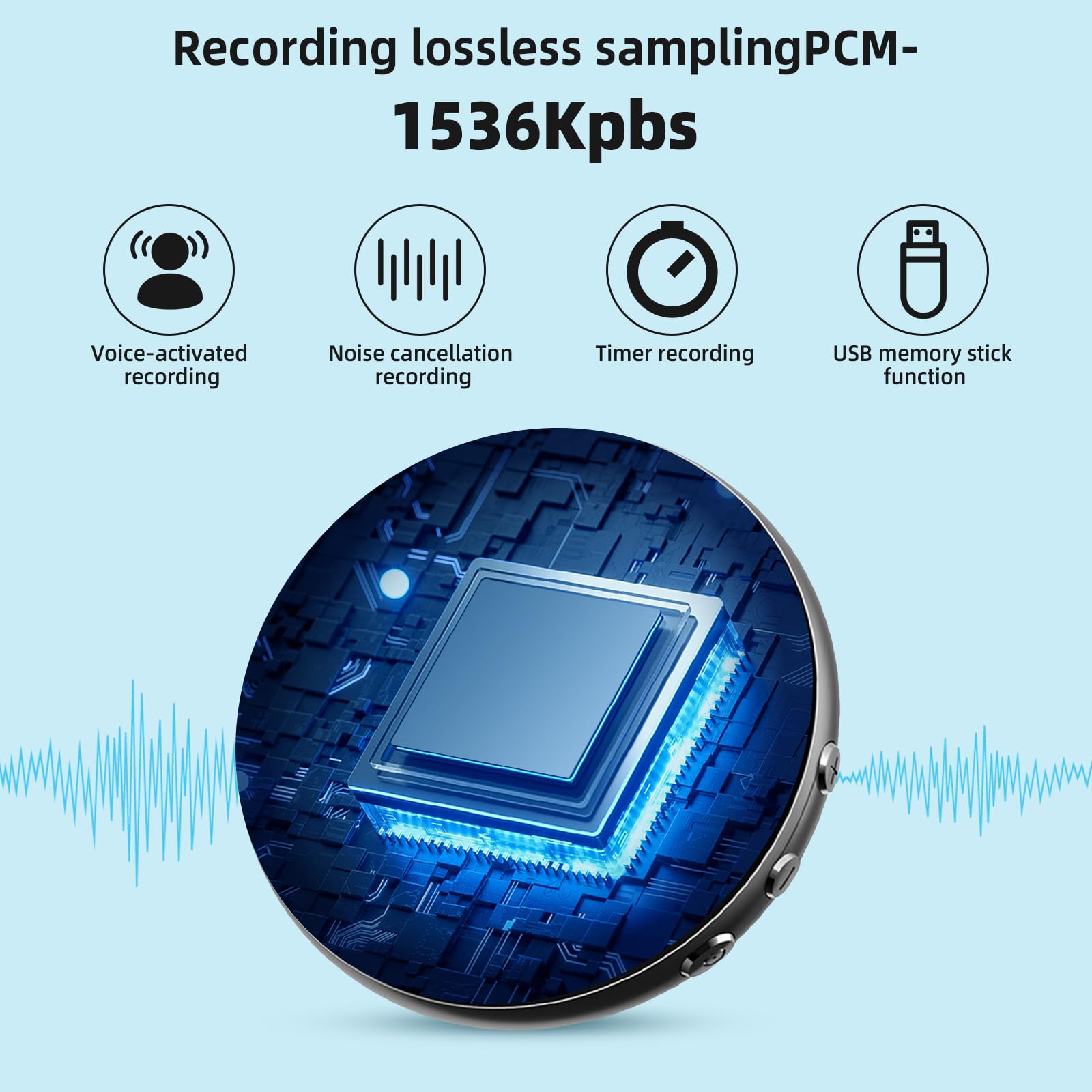 64GB Grabadora de Voz, Mini Grabadora Activada por Voz, Grabadora Digital USB C con Reducción de Ruido para Conferencias Entrevistas Reuniones Clase
