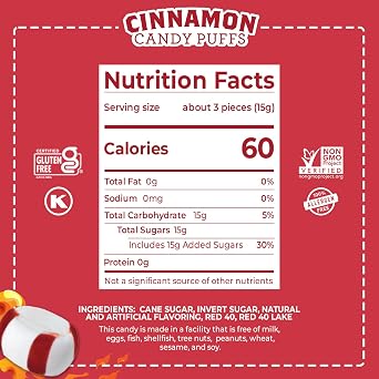 Red Bird Cinnamon and Cotton Candy Puffs, 52 oz Tubs Bundle, Individually Wrapped Breath Mints, Kosher, Gluten-Free Candy Great For Parties, Events, Gifting, Office, Church, Restaurants and More