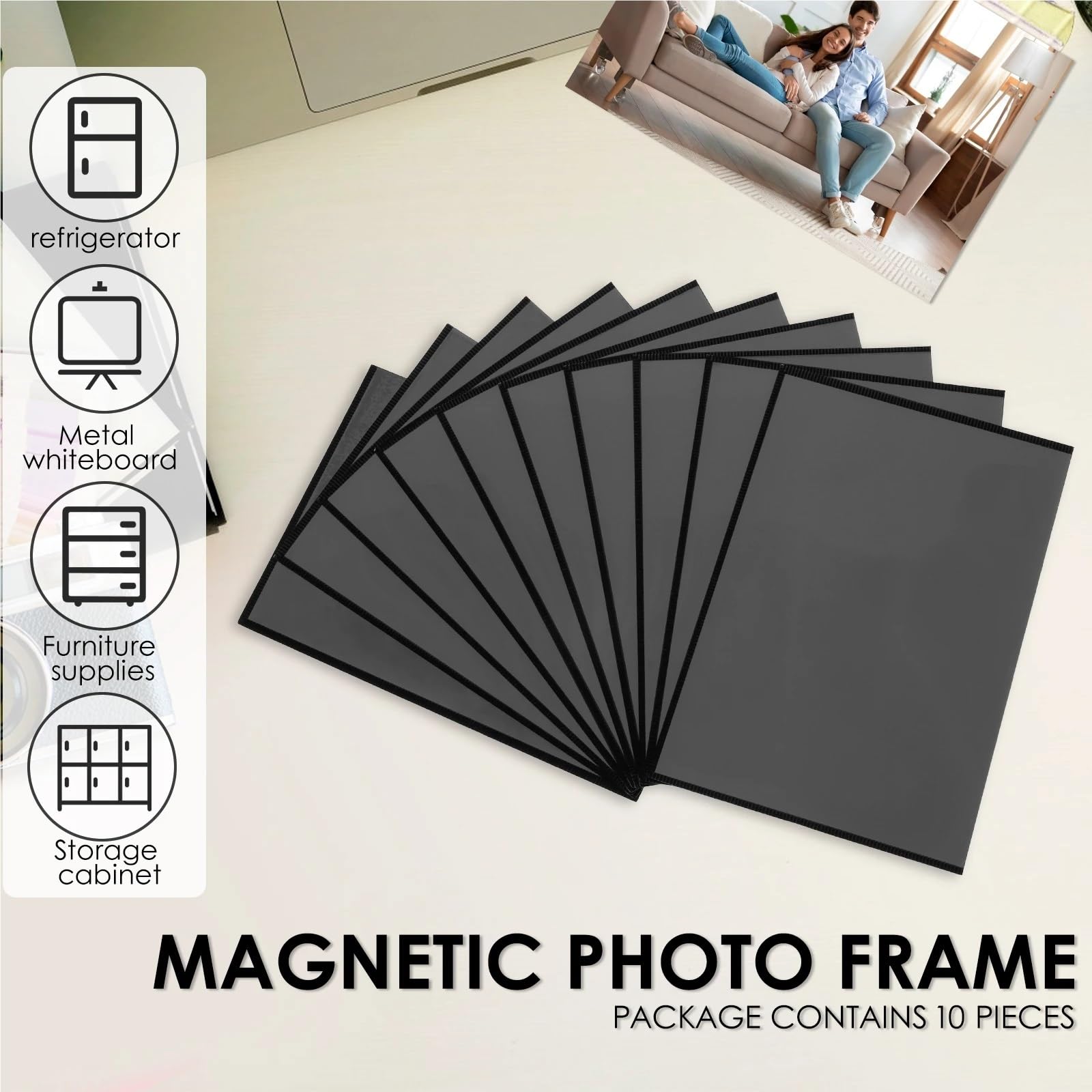 magnetyczne ramki na zdjęcia do lodówki, Wielokrotnego użytku uchwyt na zdjęcia w przezroczystej ramce z PVC do lodówki, eksponowania obrazów i fotografii(5x7 inch 10pcs)
