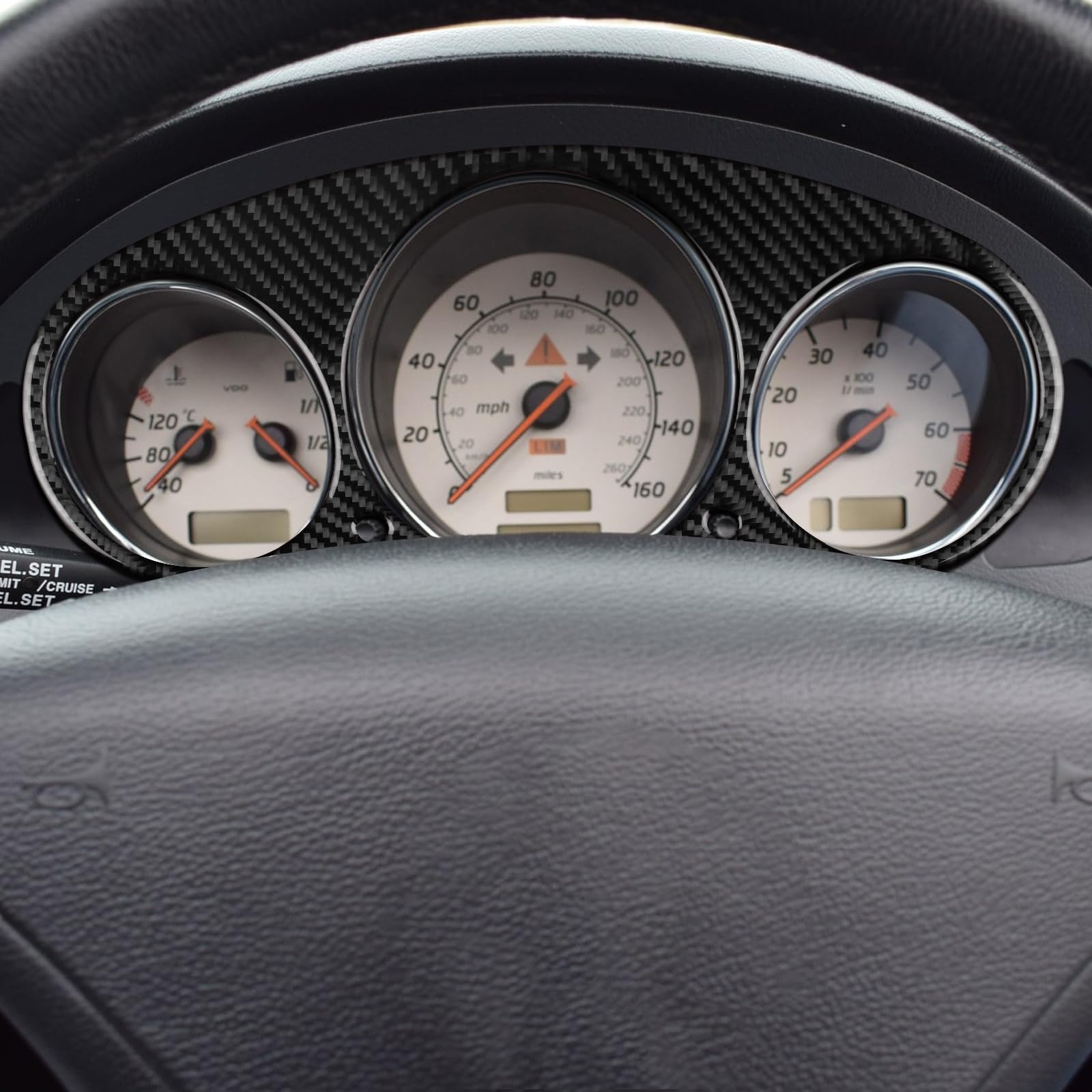 KUNGKIC pour MERCEDES-Benz SLK R170 1996-2003 Fibre de Carbone Voiture Tableau de bord Cadre Compteur de Vitesse Autocollants Compteur de Vitesse Accessoires Intérieurs Décoratifs, Cadeau (Noir)