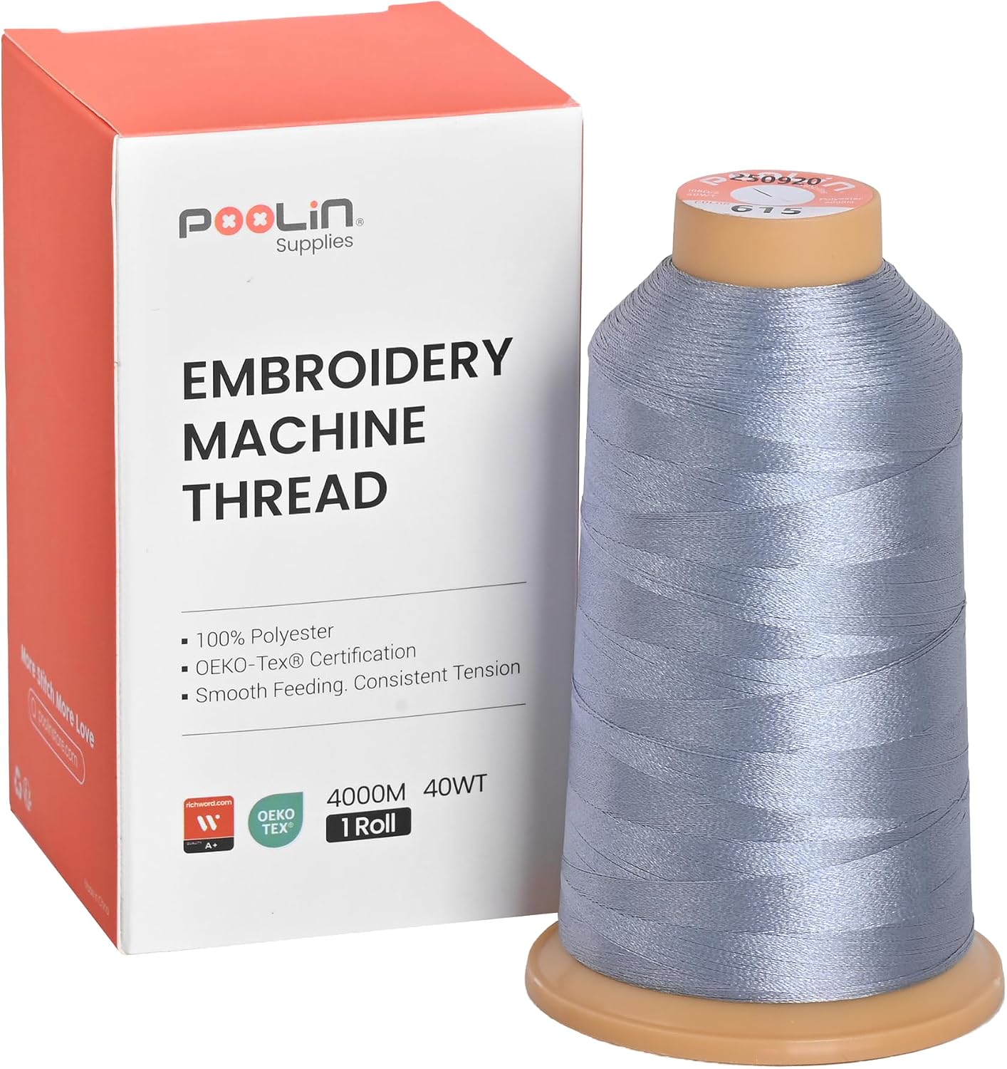  Polyester Machine Embroidery Thread 4000M 40WT Medium Gray 0615