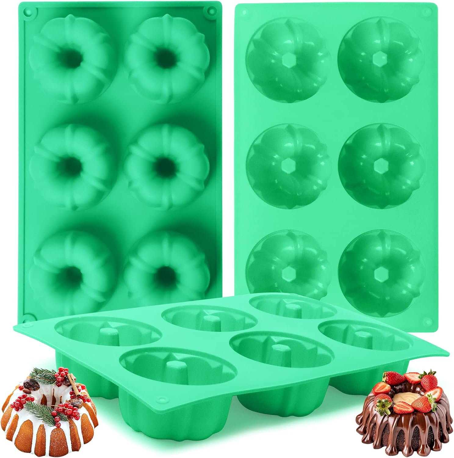 3Pcs Mini Bundt Cake Pan Silicone Original Bundt Pan, 6Cavity Mini Heritage Bundtlette Cake Silicone Mold for Baking
(Original) Thumbnail
