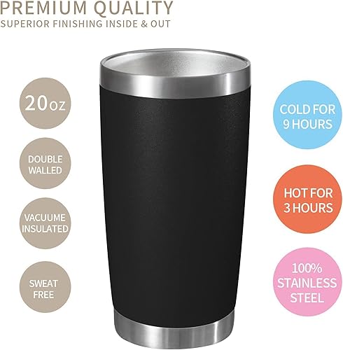 Miniatura 3 de MUCHENGHY Vaso de acero inoxidable de 20 onzas con tapa y popote, doble pared aislada al vacío, vaso metálico de doble uso de sorbos y pajitas para