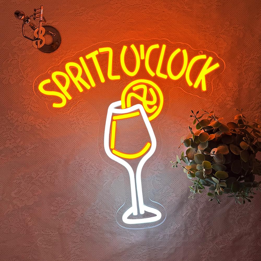 Spritz O'clock Neon Light Sign for Wall Art Decor,Cocktail LED Light for Home Bar Bedroom Club Party Pub Man Cave,Spritz Bar Colourful Dimmable Neon Sign Gift for Men Women USB Powered(13"*13") - Image 4
