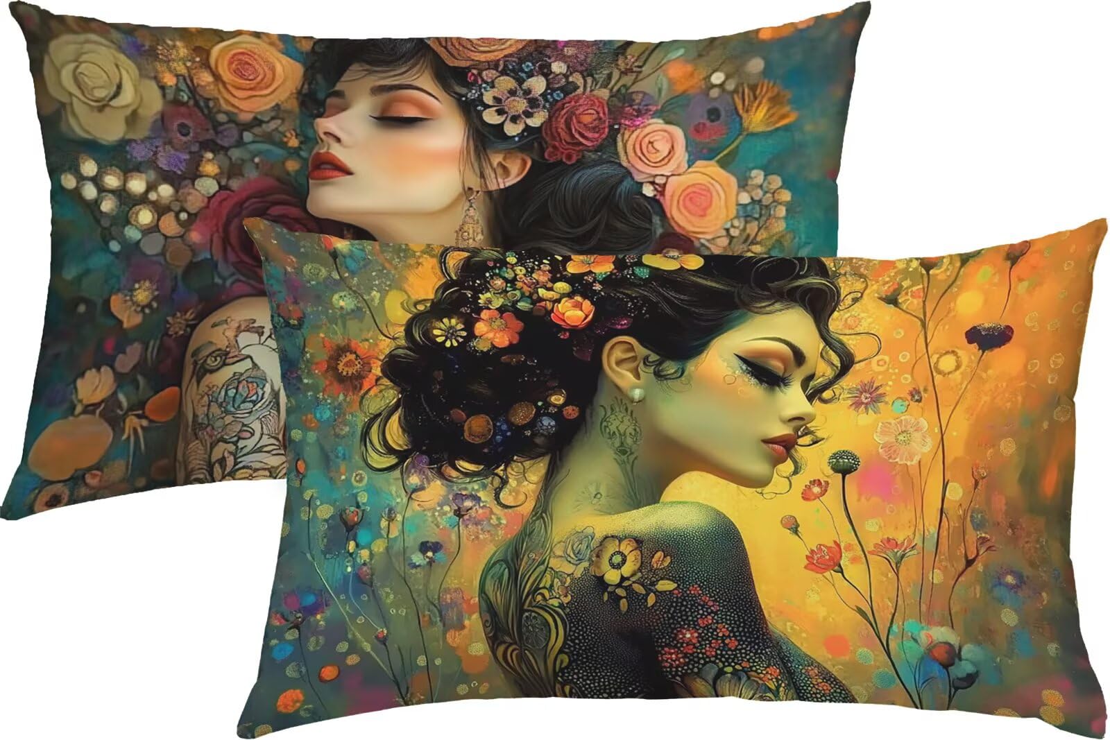 Damskie poszewki na poduszki 70 x 90 cm, lniane kwiaty, wodoodporne, miękkie, wygodne, na zewnątrz, dekoracyjne poszewki na poduszki na sofę, łóżko, samochód, zestaw 2 poszewek na poduszki, idealna