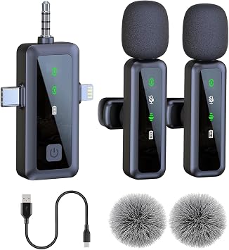 3-in-1 Wireless Lavalier Microphone for iPhone/Android/Camera/PC, Featuring a Rotatable Clip, Mute, Reverb, and Noise Reduction Ideal for TikTok, YouTube, and Vlogging 3-in-1