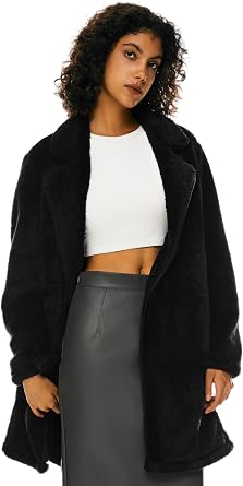 Orolay Womens Winter Fuzzy Fleece Jacket Long Sleeve Lapel Open Front Cardigan Faux Fur Coat with Pockets