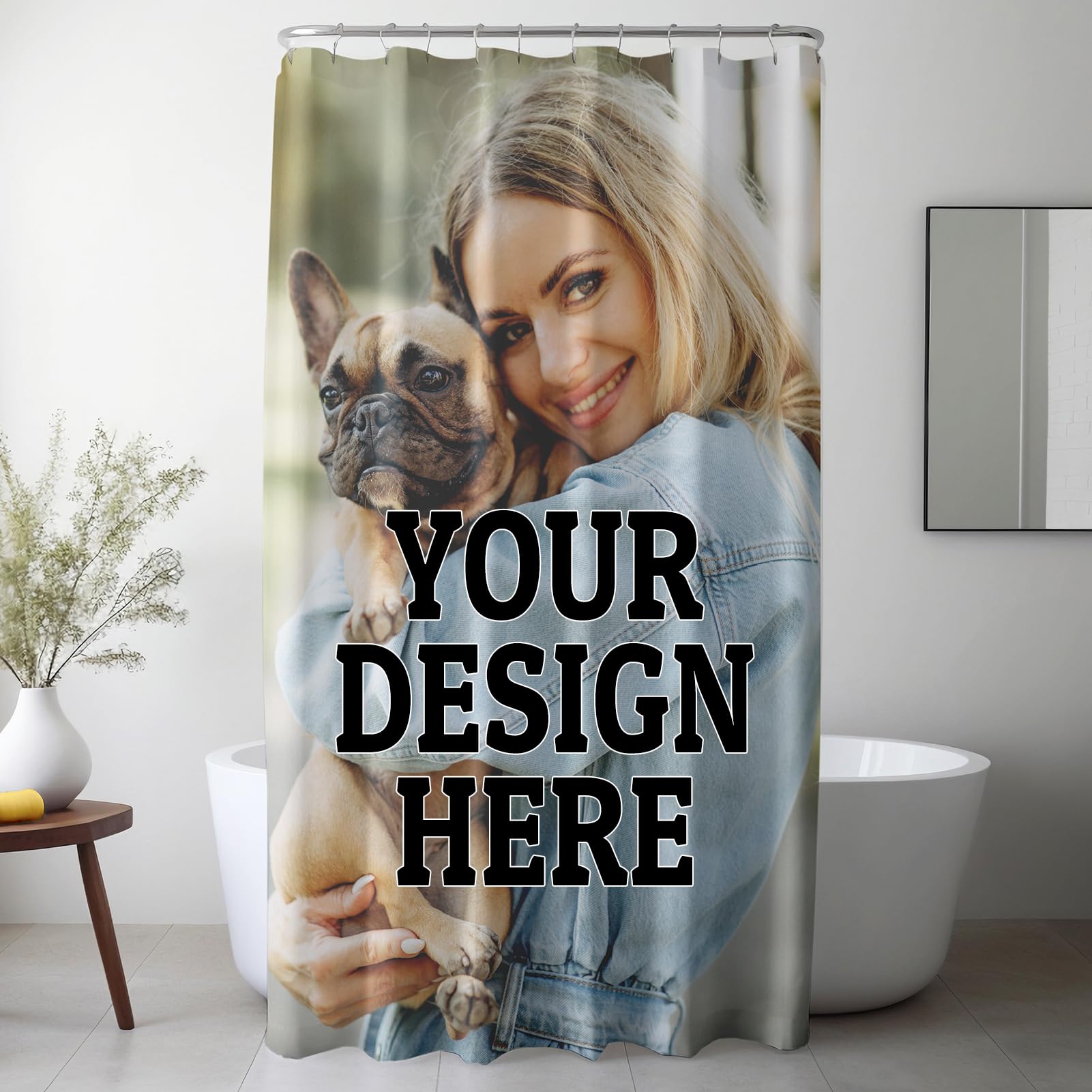 Bbflyper Custom Photo Shower Curtain | Personalised Shower Curtain with Any Photo/Text/Logo | Waterproof and Mildew Resistant | Customized Picture Curtain for Bedroom Bathroom (Include 12 C-Hooks)
