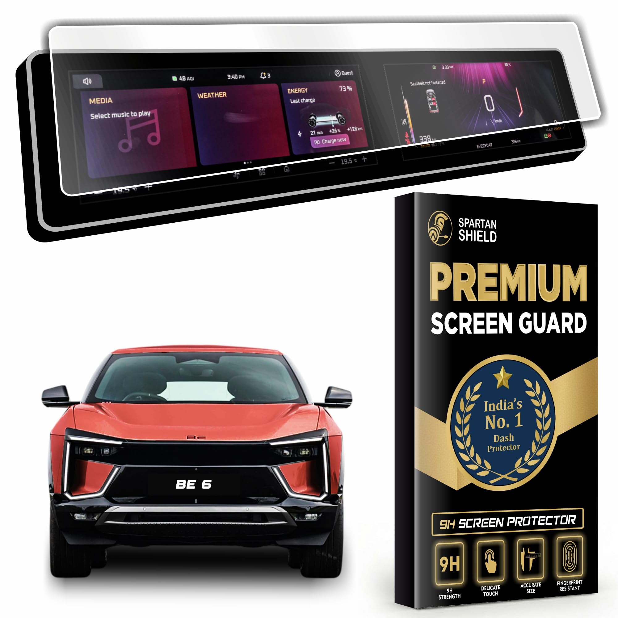 Spartan Shield *MATTE* Screen Protector For MAHINDRA XEV 9S 2026 Electric SUV || 12.3 Inch Full Touchscreen Display Guard || Accurate Fit For Pack One | Two | Three Above || ** ANTI GLARE ** Anti Scratch || Water Repellant || With Complimentary Installation Kit || Bubble Free Application || XEV9E | XEV9S Digital Instrument Cluster Protective Film || XEV9 2025 Car Stereo Accessories [Not Tempered Glass] — Amazon image 16