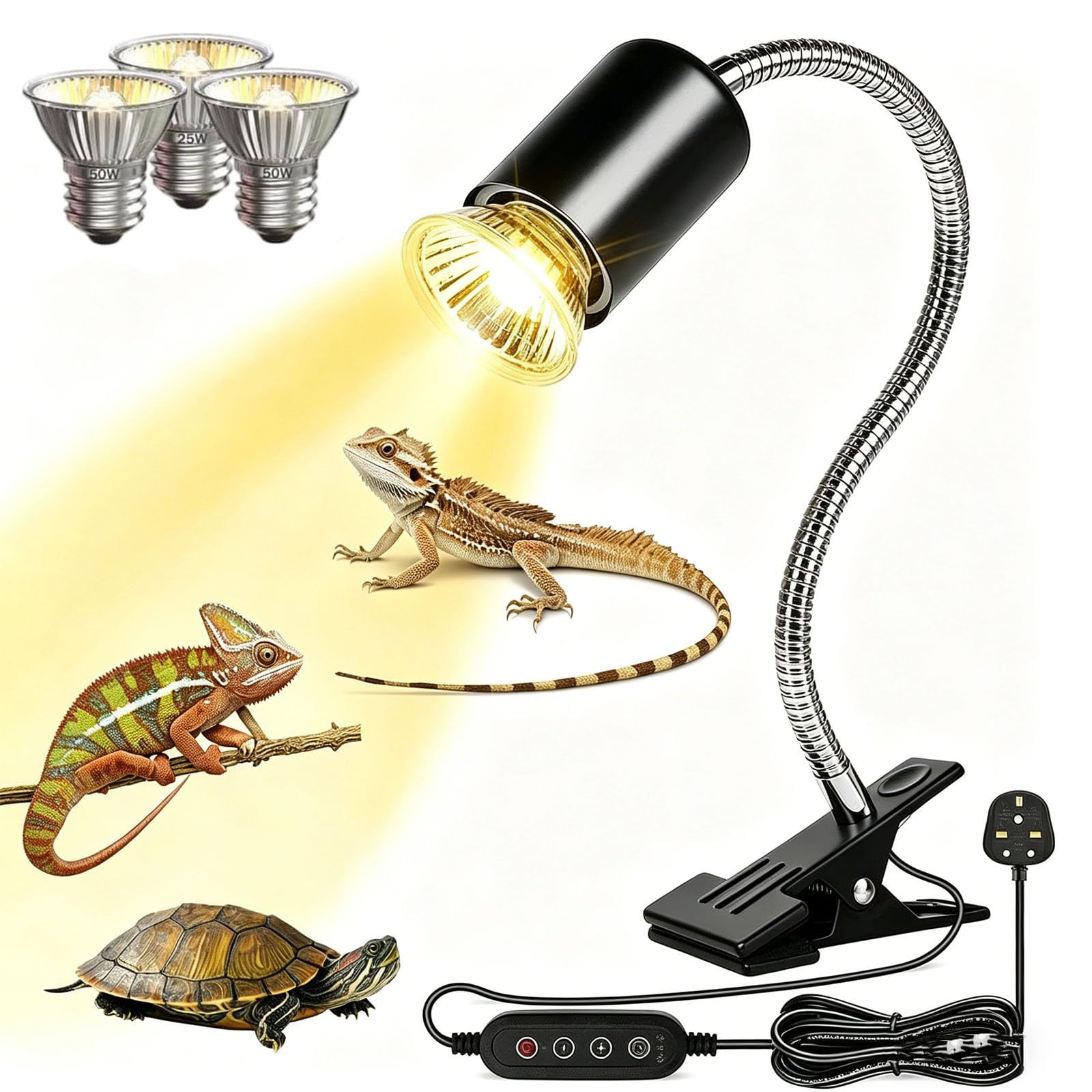Lum1Na5al Tortoise Heat Lamp,360°Rotatable Reptile Basking Lamp