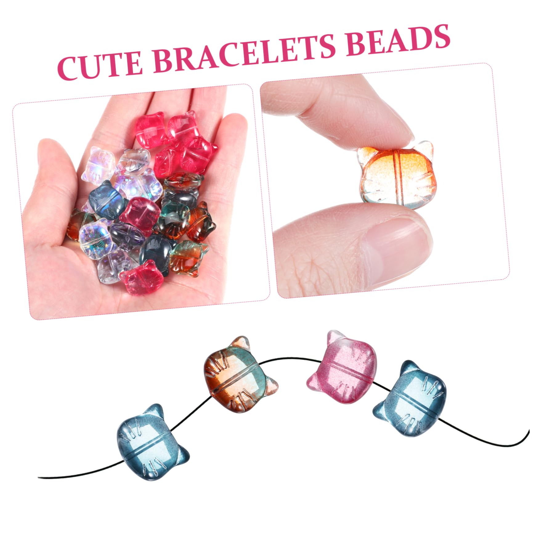 HOMSFOU Cuentas De Gato Para Pulseras De Cuentas Adorables Para Manualidades Y Bisutería Para Creación De Joyería Espaciadoras Y Accesorios De Diy 50 Piezas X 4
