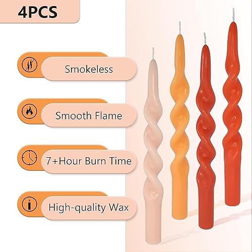 Miniatura 80 de Vela cónica en espiral torcida de 10 pulgadas, velas de colores sin perfume, velas altas sin humo para el hogar, vacaciones, boda, fiesta