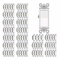 Vista 42 de Greencycle Interruptor de luz basculante de un solo polo, interruptor de luz de paleta de 15 amperios, interruptores Sp blancos, 120V-277V CA