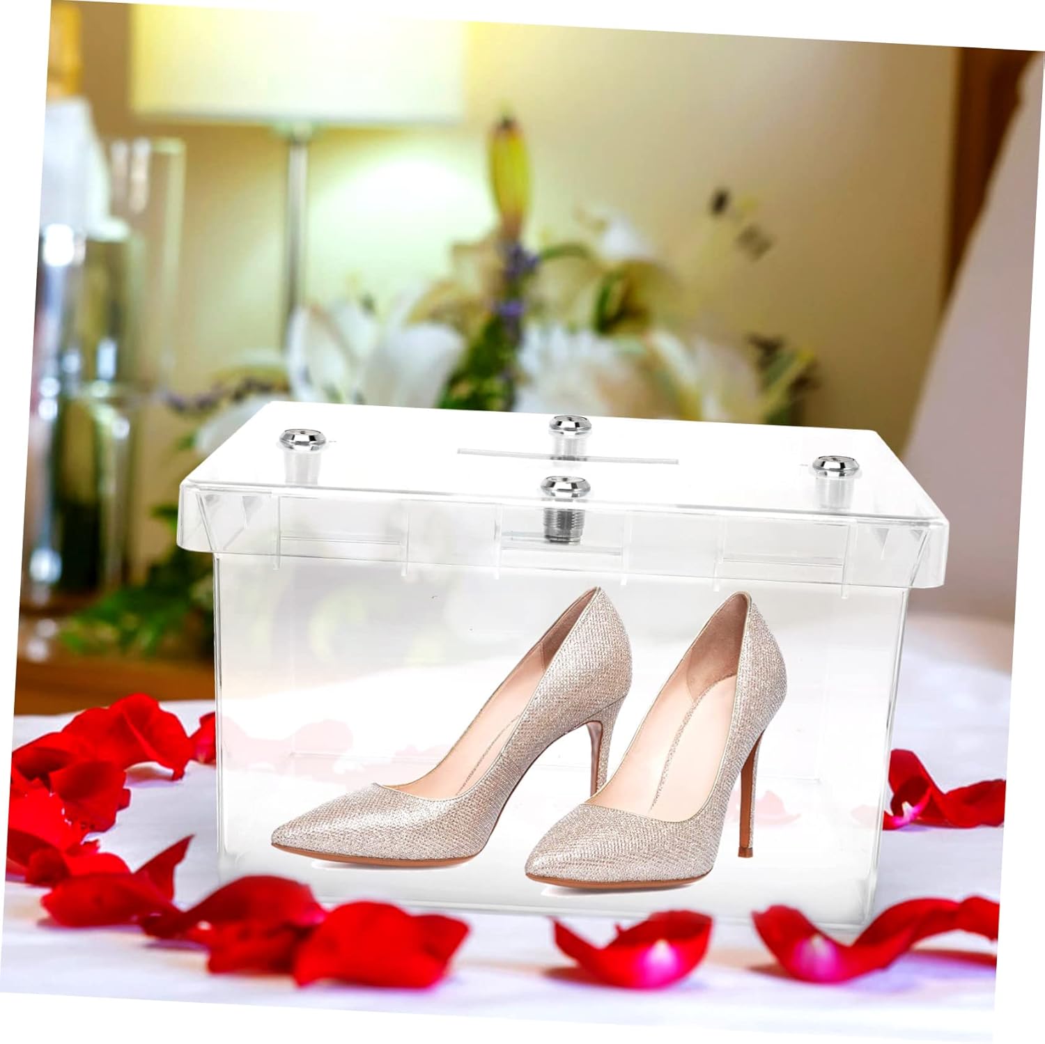 Acrylic Clear Wedding Card Box with Lock Versatile Wedding Shoes Hiding Box Capacity for Cards Envelopes Secure Stylish Storage