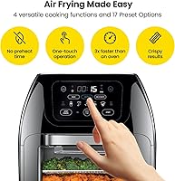 Vista 4 de Freidora de aire digital multifuncional + asador, deshidratador, horno de convección, 17 ajustes preestablecidos de pantalla táctil para freír
