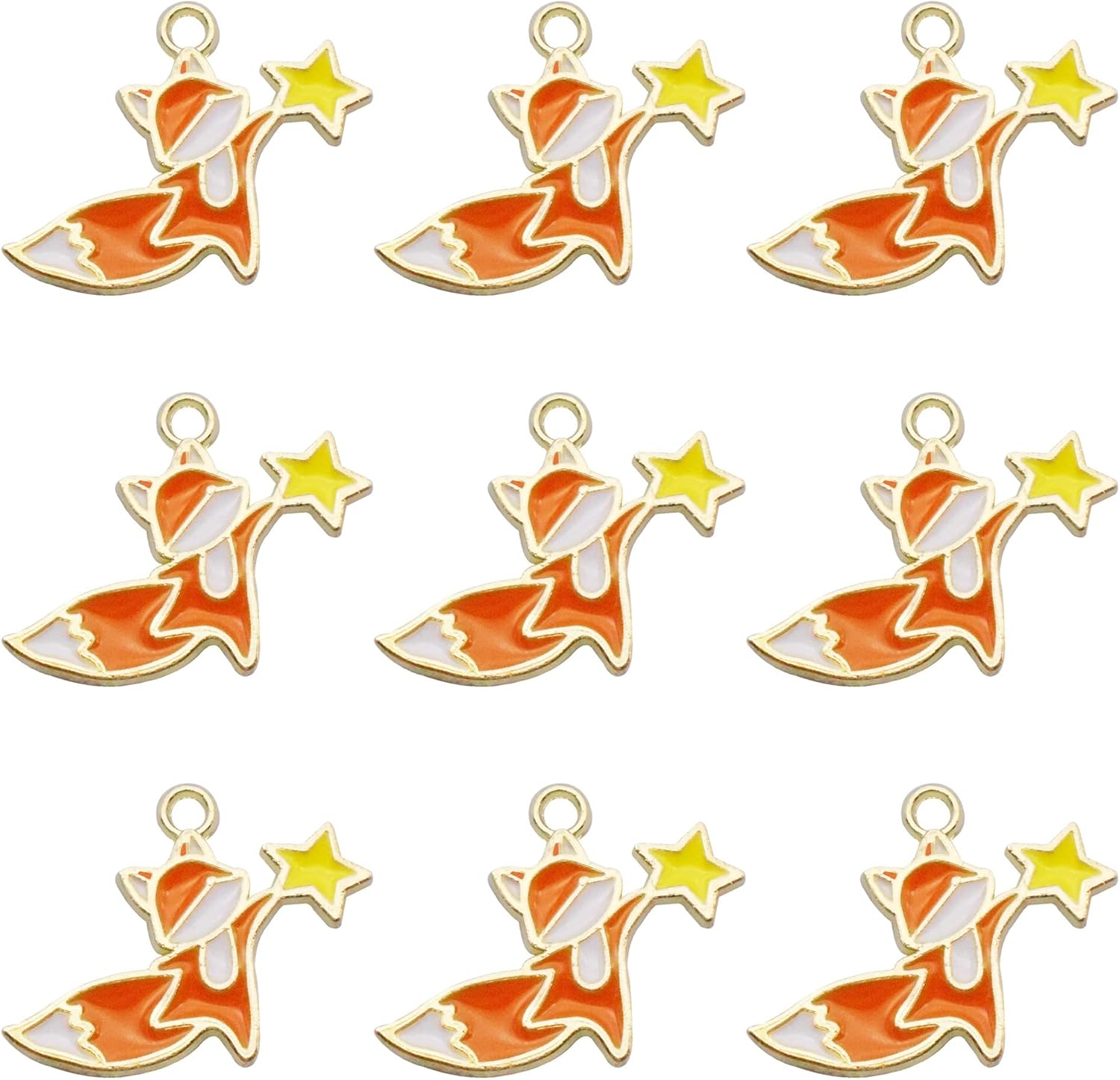 yaokan 40PCS Enamel Fox with Star Pendant Charms - 25x19mm Gold Plated Cute Animal Themed Charms for DIY Necklace Bracelet Jewelry Making & Craft Gifts - Image 3