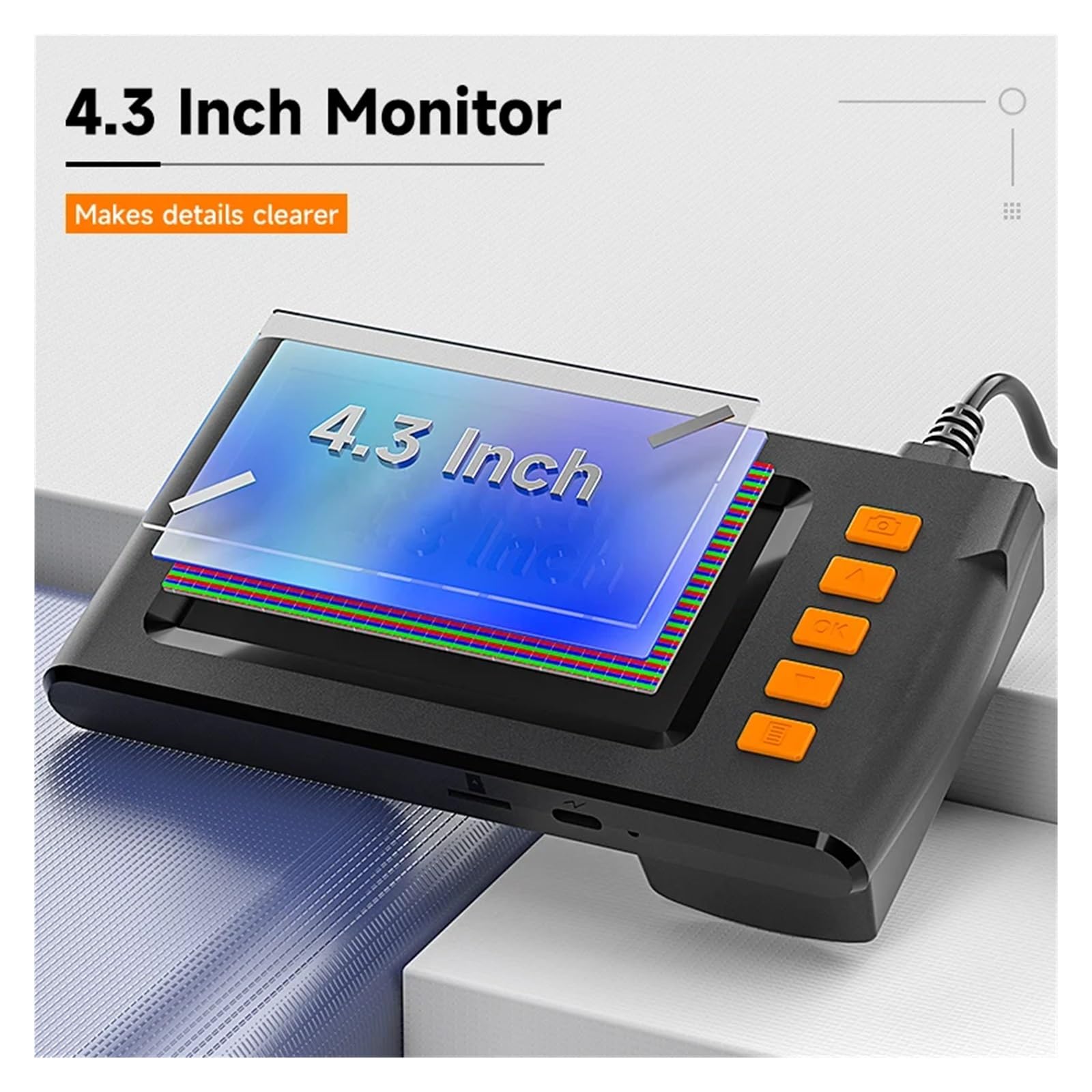 4.3 Inch Screen Industrial Endoscope Camera HD1080P Single Dual Lens Explorer Pipe Car Inspection Borescope 2-10M Rigid Cable(10m,4.3 inch Dual lens)