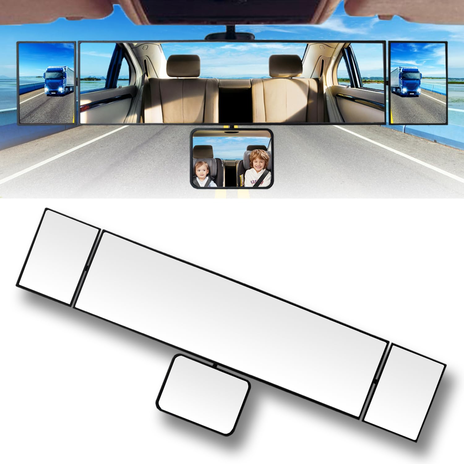 SkycropHD 15 Inch Wide Angle Rearview Mirror with Baby Mirror