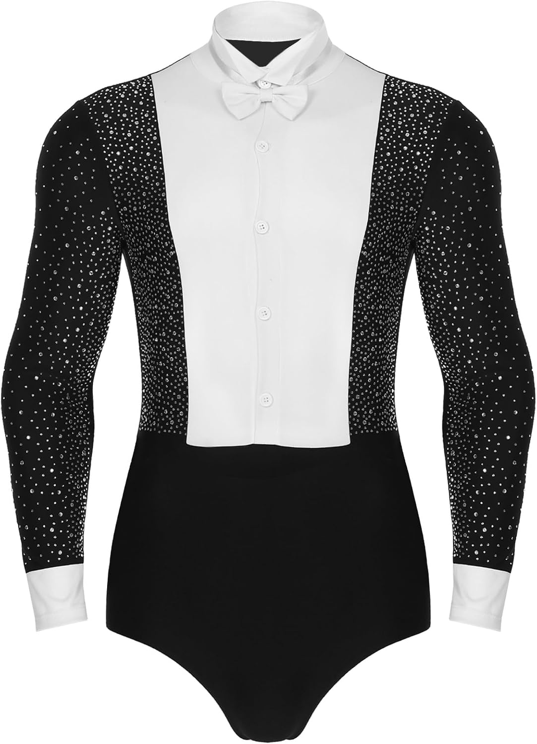 Men's Shiny Latin Ballet Dance Shirt Leotard Long Sleeve Ballroom Samba Salsa Performance Costume