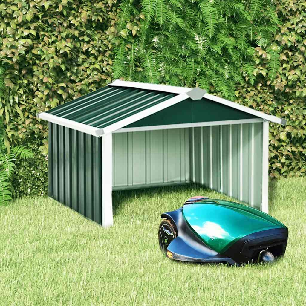 Galvanised Steel Garden Robot Lawnmower Shed 92x97x63 cm Green Storage Garage for Automatic Charging Station Protection