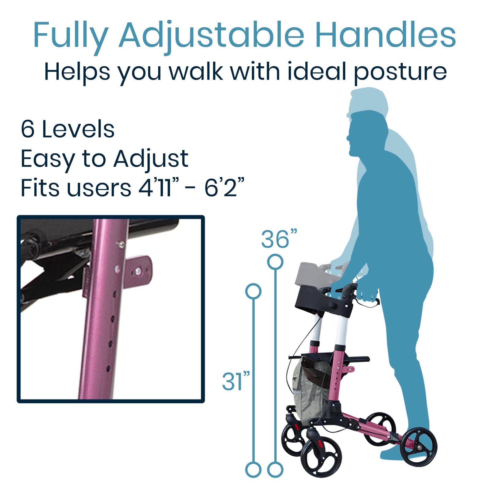 Amazon | Vive Mobility Walker - 折りたたみ式4輪ローラー医療 