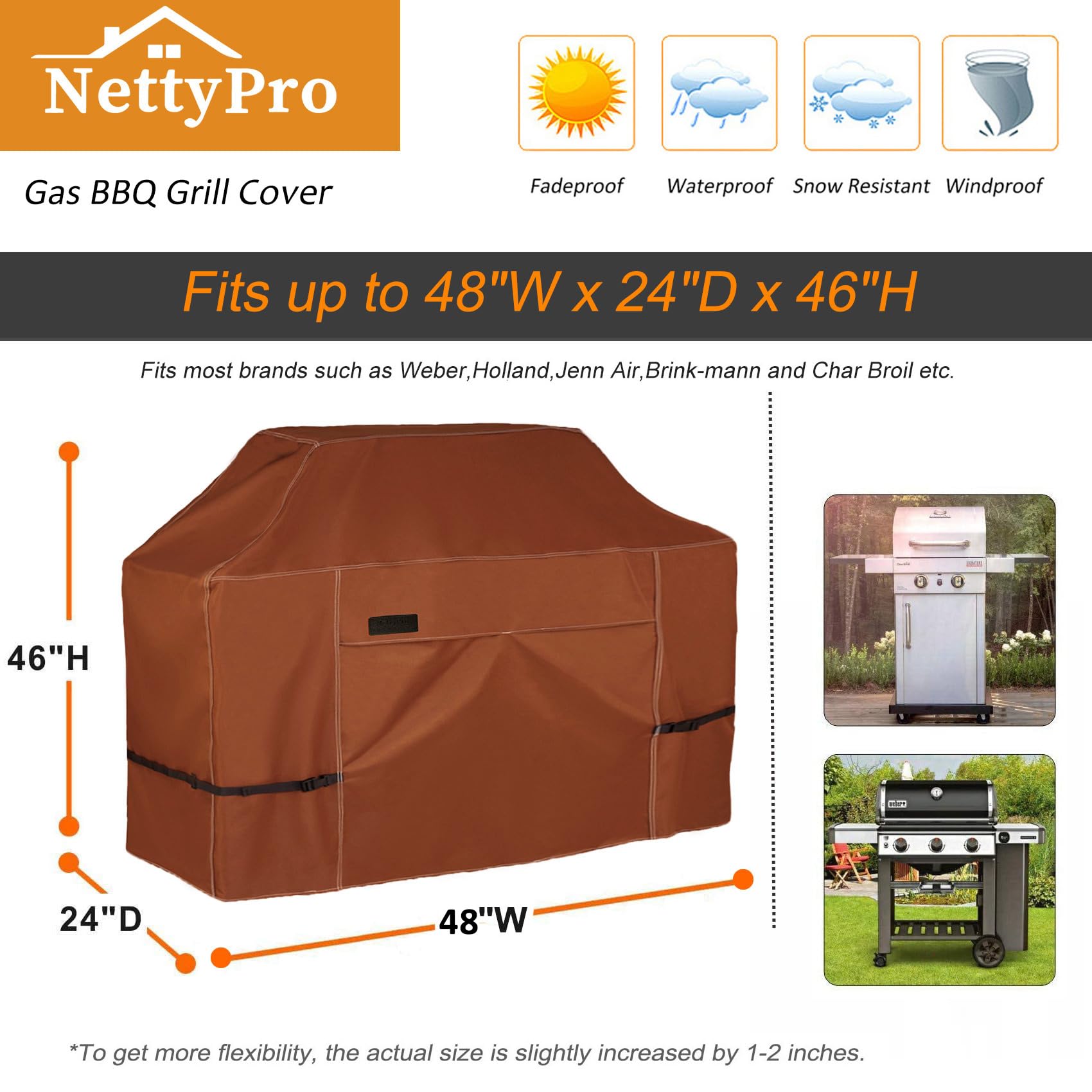 Vchin Housse De Barbecue De 122 Cm Pour Barbecue D'extérieur