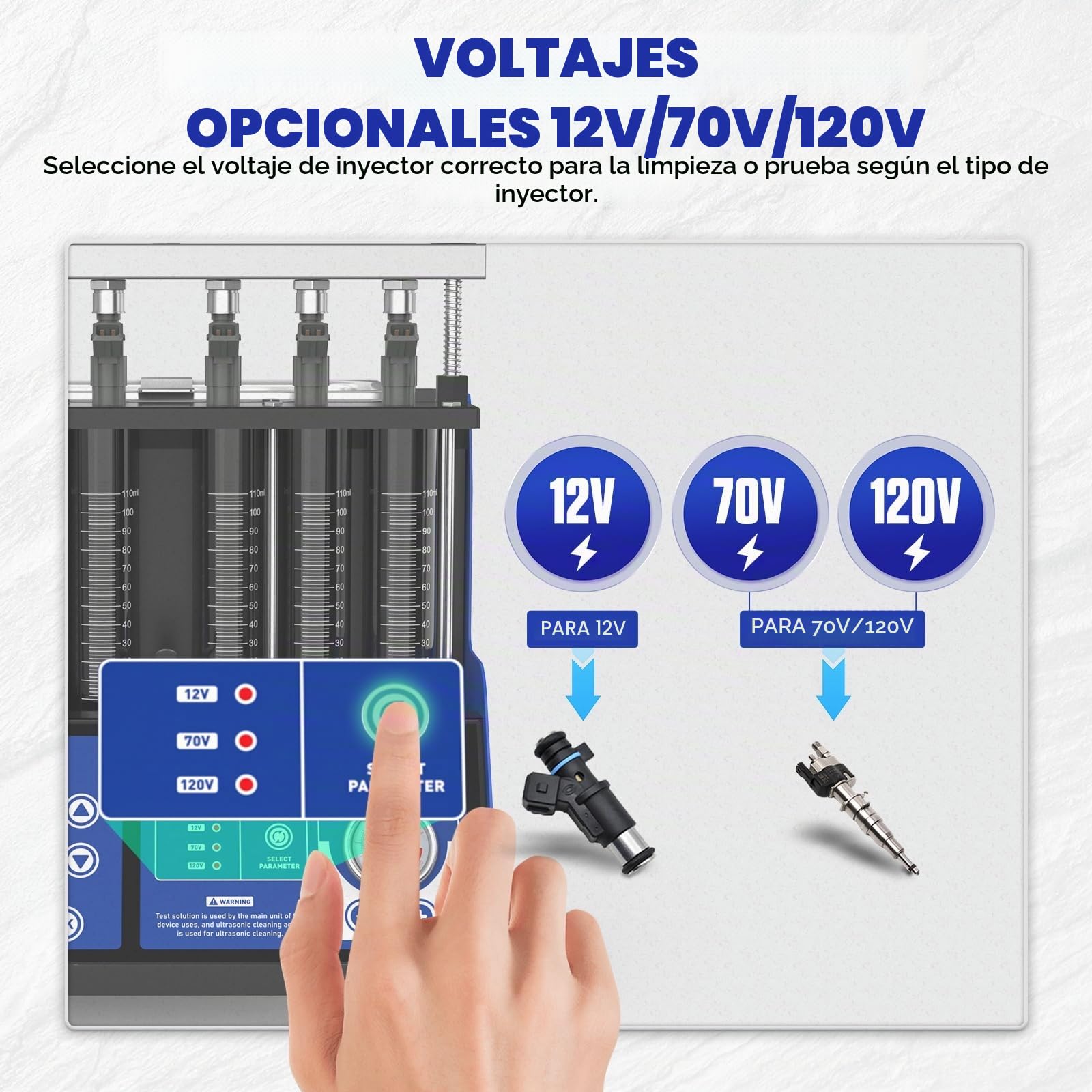 MR CARTOOL V310 Equipo Limpiador y Probador de Inyectores de Combustible, Kit de Limpieza Ultrasónica 110V/220V con 6 Cilindros para Inyectores Estándar GDI/EFI/FSI de Diésel y Gasolina