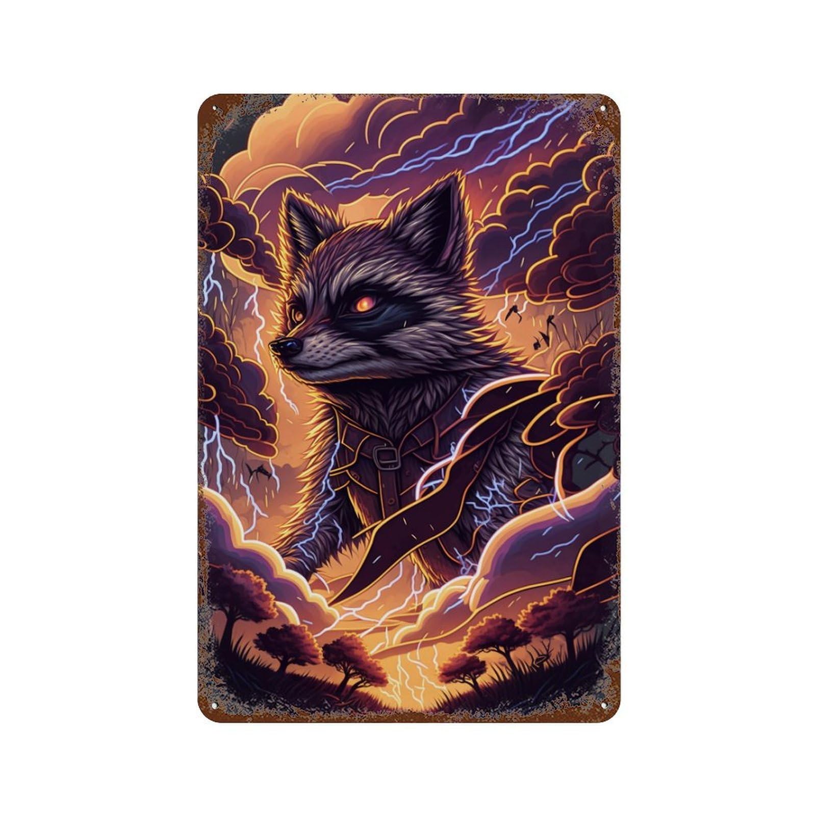 Thundering Fox Adventure Retro Metal Sign 11.8"x7.9", Ideal for Basement, Hobby Room And Garage Decor